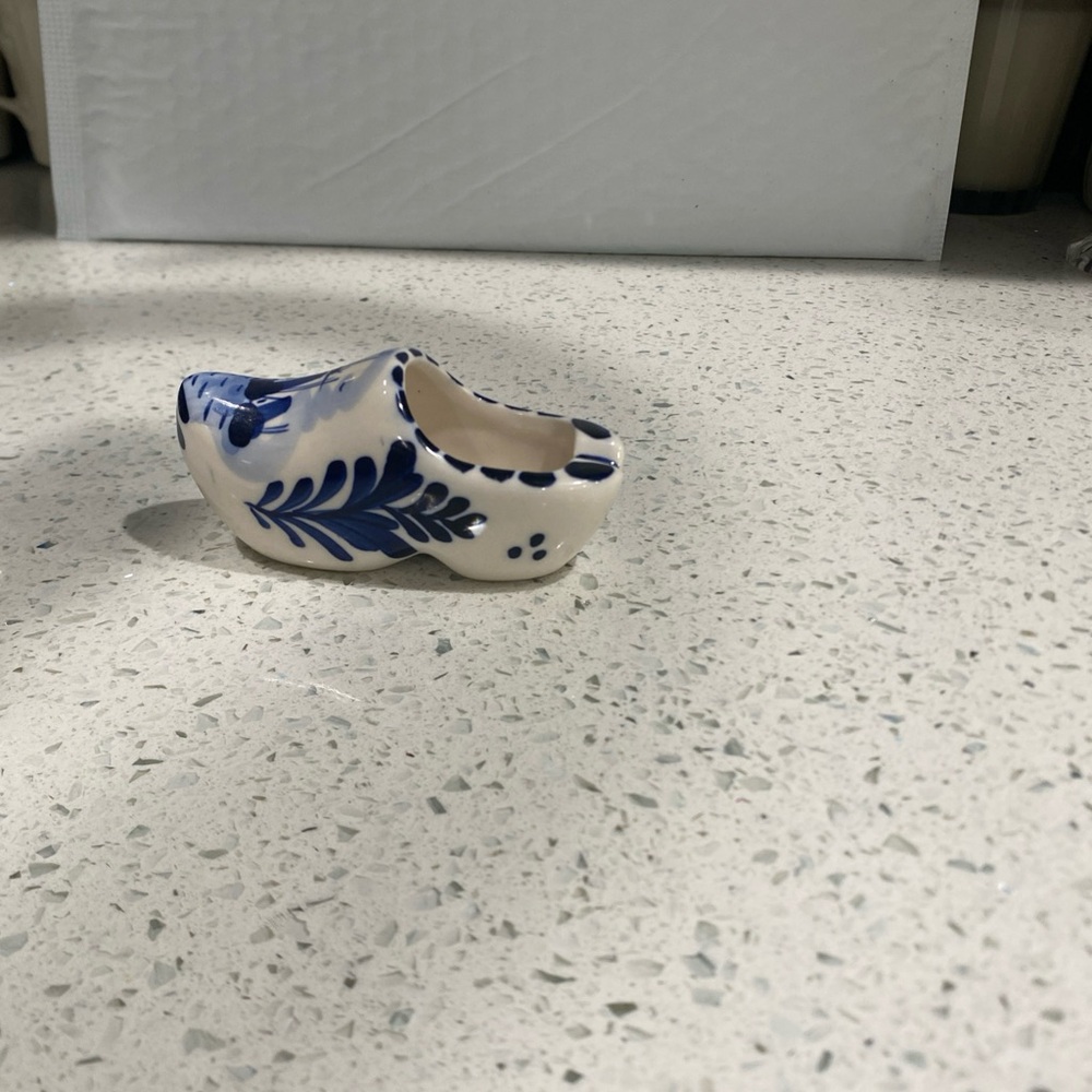 Vintage Blue & White Delft Porcelain Miniature Holland Dutch Windmill Clog Shoe‎